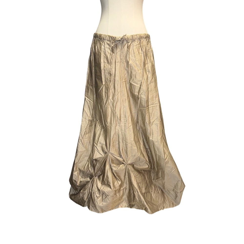 DECA Decabelle Skirt Womens OS Beige Good French Vintage Ruched Parachute Maxi